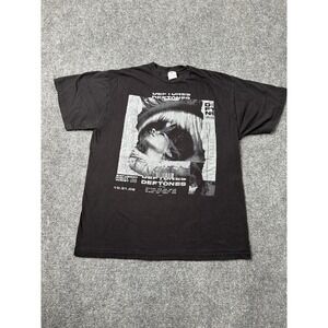 Mens Band T Shirt Deftones Black Graphic Print Cotton, Size L